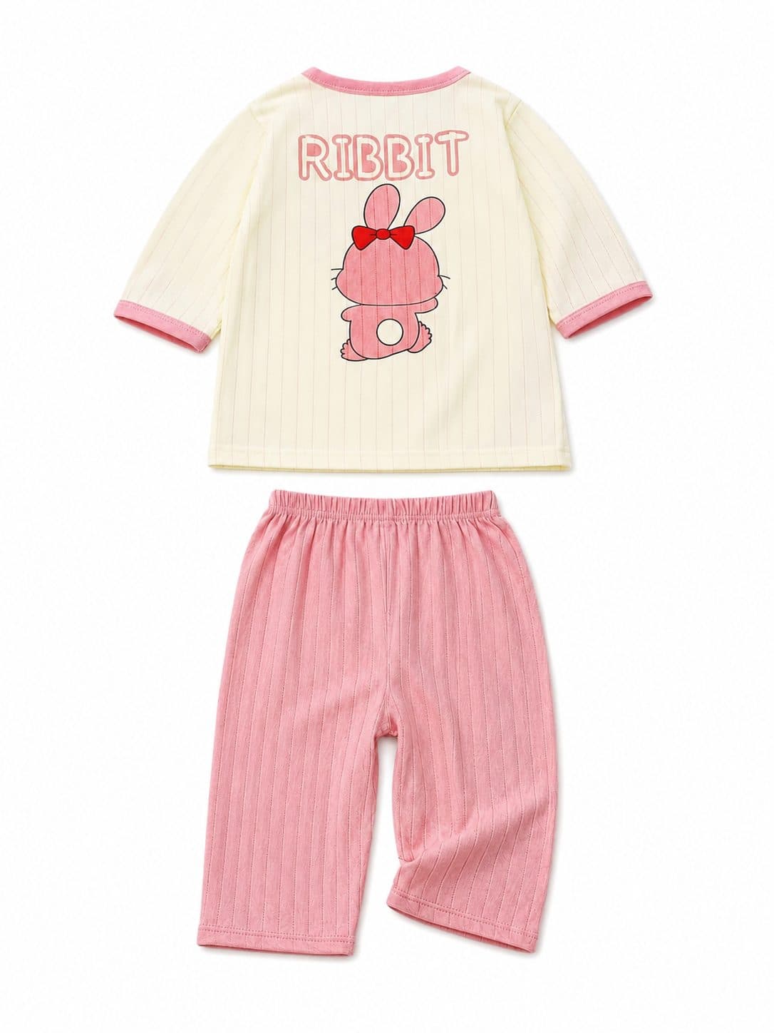 CONJUNTO CASACA CREMA CON PANTALÓN ROSADO — conjunto para niña