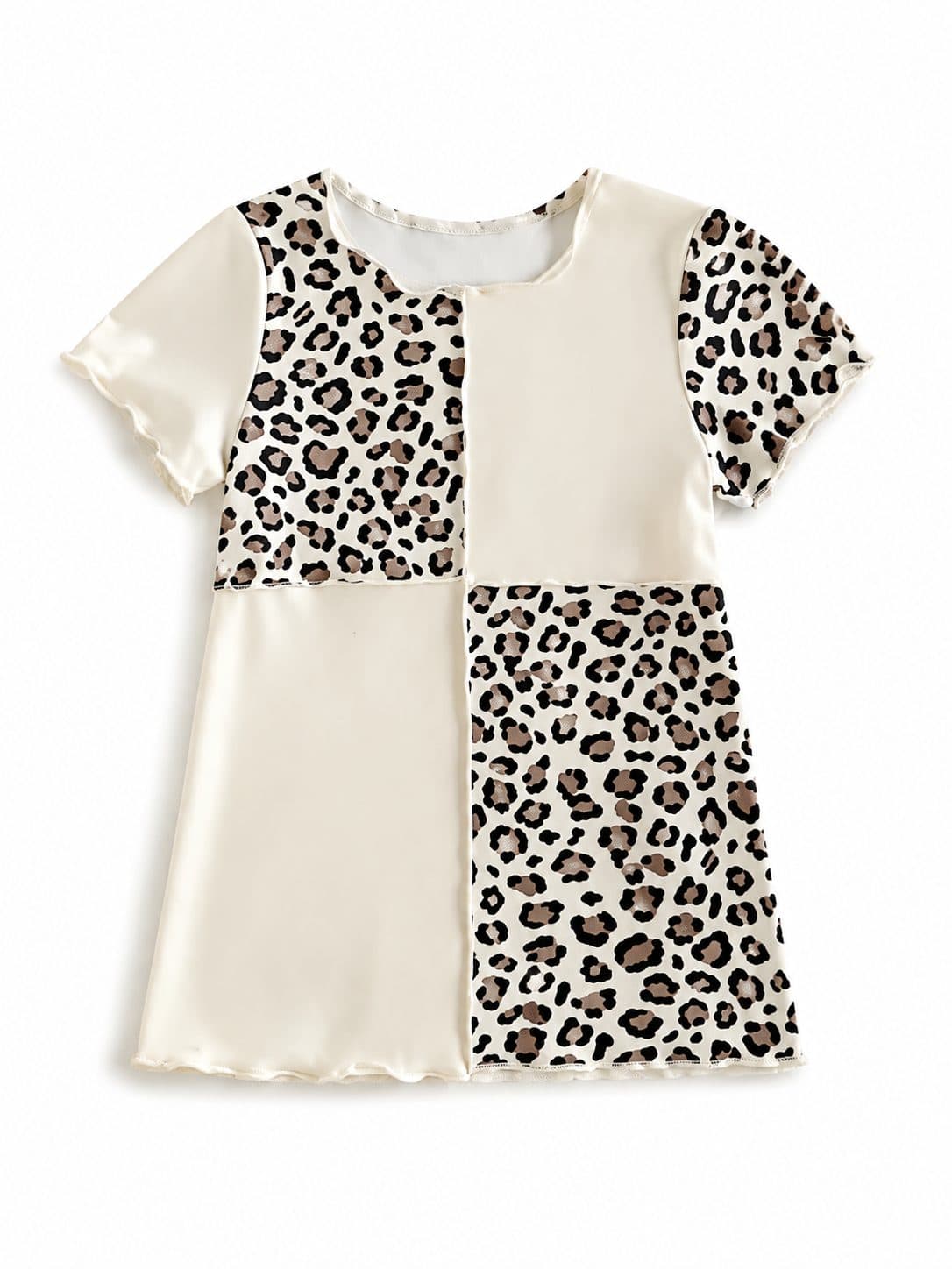 VESTIDO CREMA CON PANELES ANIMAL PRINT — vestido para niña