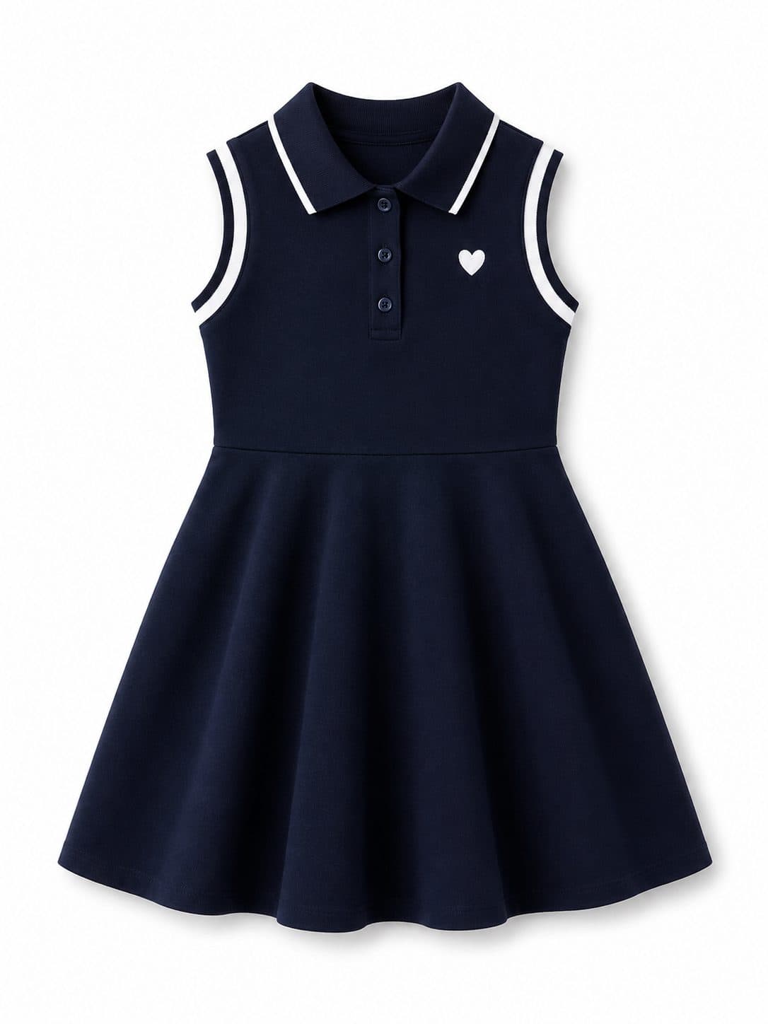 VESTIDO NIÑA POLO AZUL MARINO RIBETES BLANCOS — vestido para niña