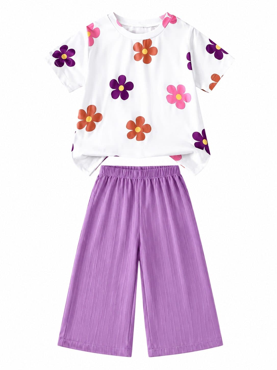 CONJUNTO NIÑA BLUSA FLORAL Y PANTALÓN PALAZZO LILA — conjunto para niña