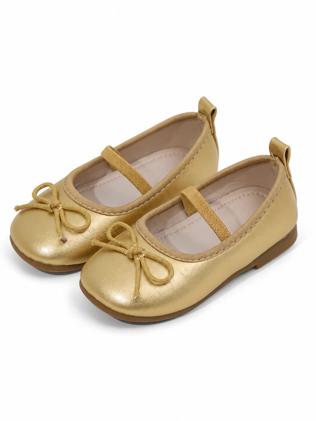 BALERINAS NIÑA DORADAS CON LAZO — zapatos para niña