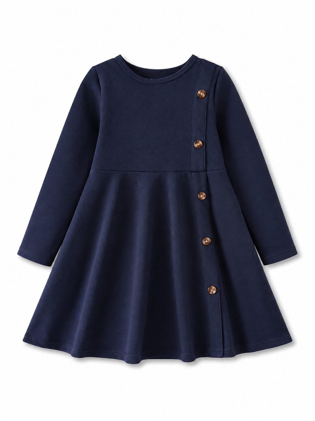 VESTIDO NIÑA AZUL MARINO MANGA LARGA CON BOTONES — vestido para niña