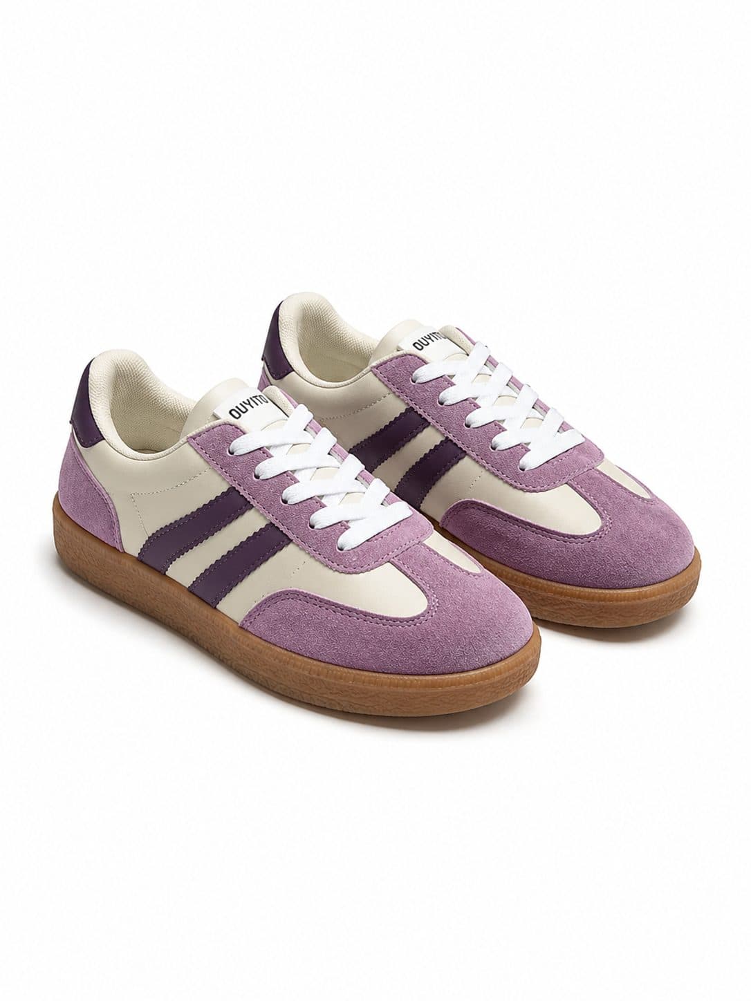 ZAPATILLAS NIÑA ESTILO SAMBA LILA Y BEIGE — zapatos para niña