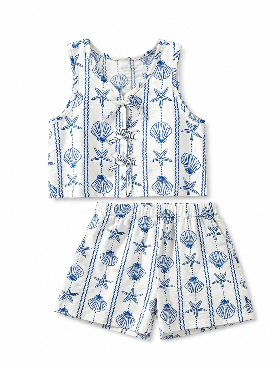 SET NIÑA BLANCO Y ESTRELLAS DE MAR — conjunto para niña