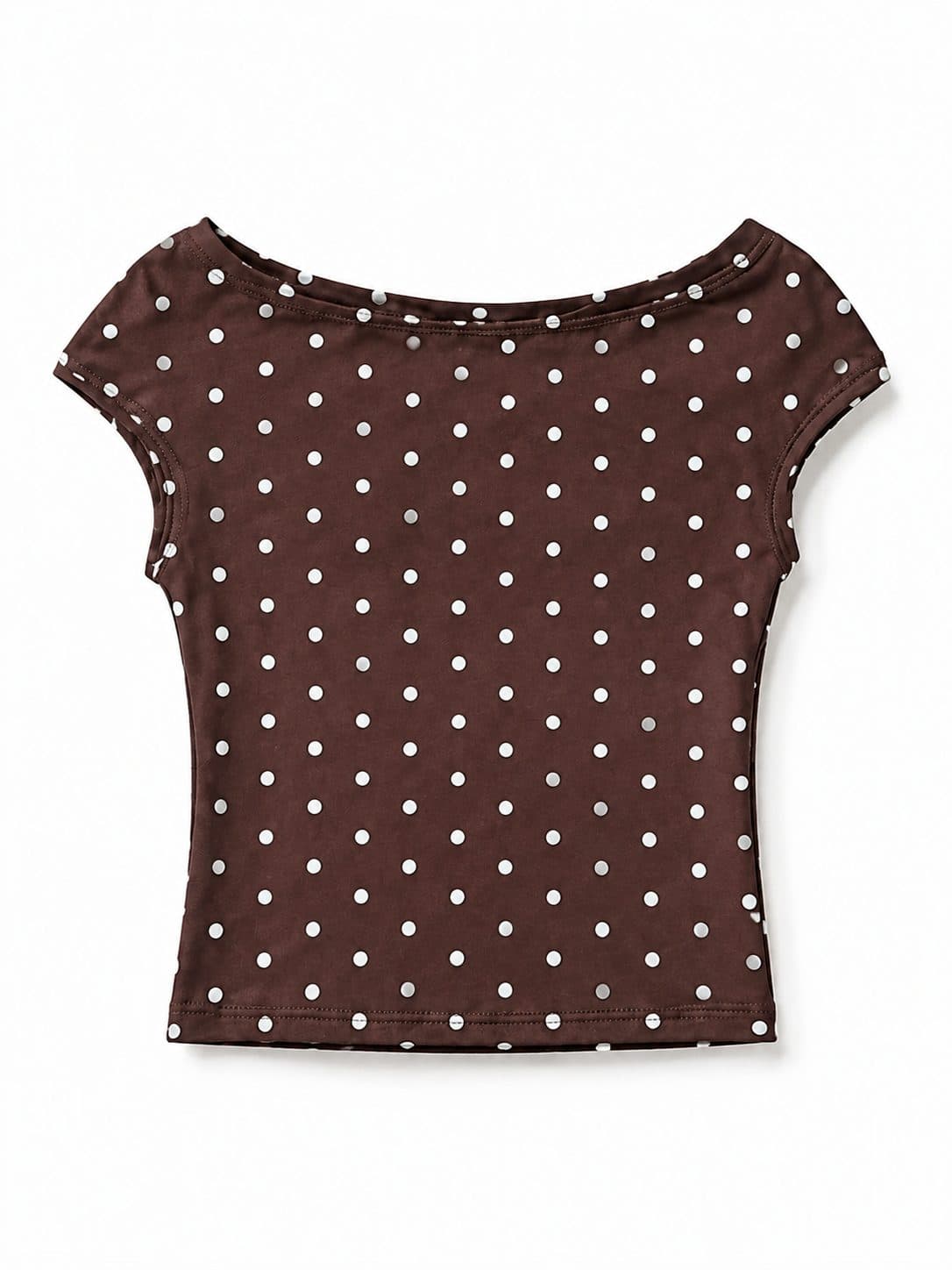 BLUSA NIÑA CHOCOLATE CON PUNTOS BLANCOS — polo para niña