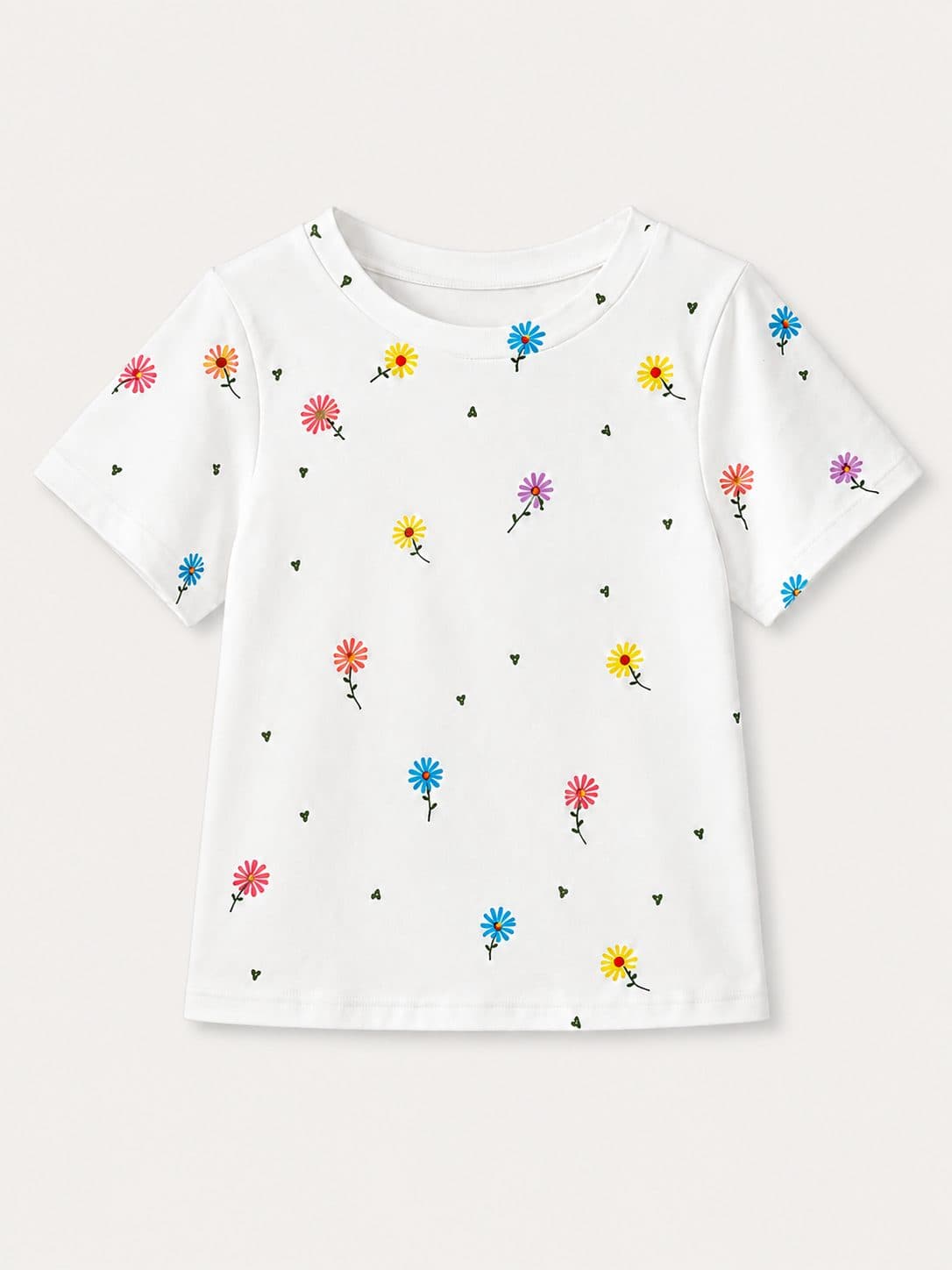 POLO NIÑA BLANCO FLORES BORDADAS — polo para niña