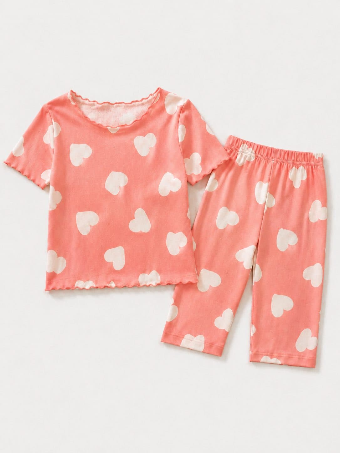 CONJUNTO NIÑA CORAL CORAZONES BLANCOS — conjunto para niña