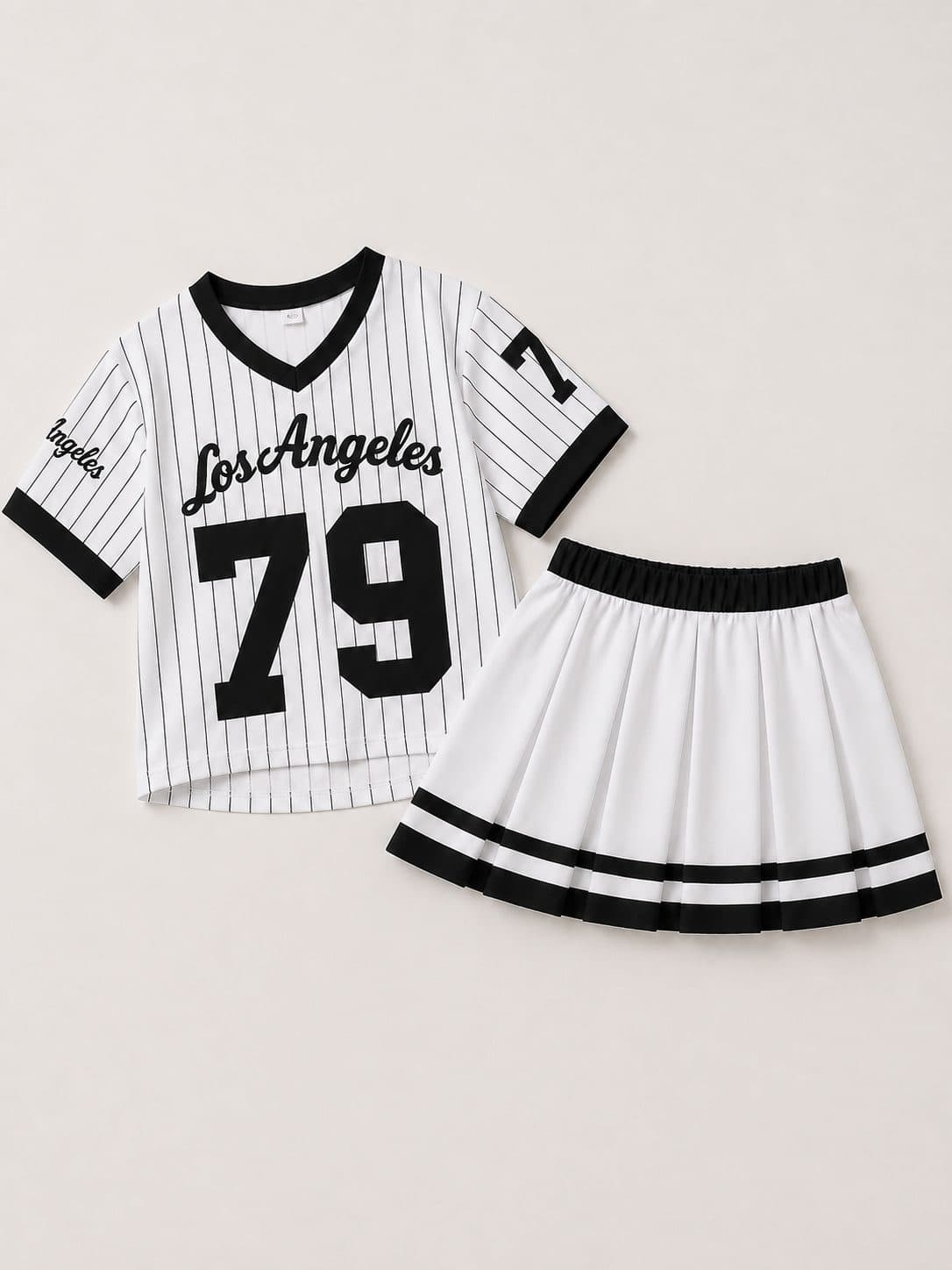 CONJUNTO NIÑA CROP TOP Y FALDA LOS ANGELES DEPORTIVO — conjunto para niña