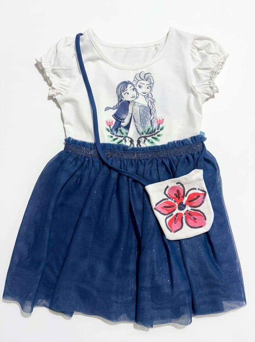VESTIDO NIÑA TUL AZUL CON CARTERITA A JUEGO — vestido para niña