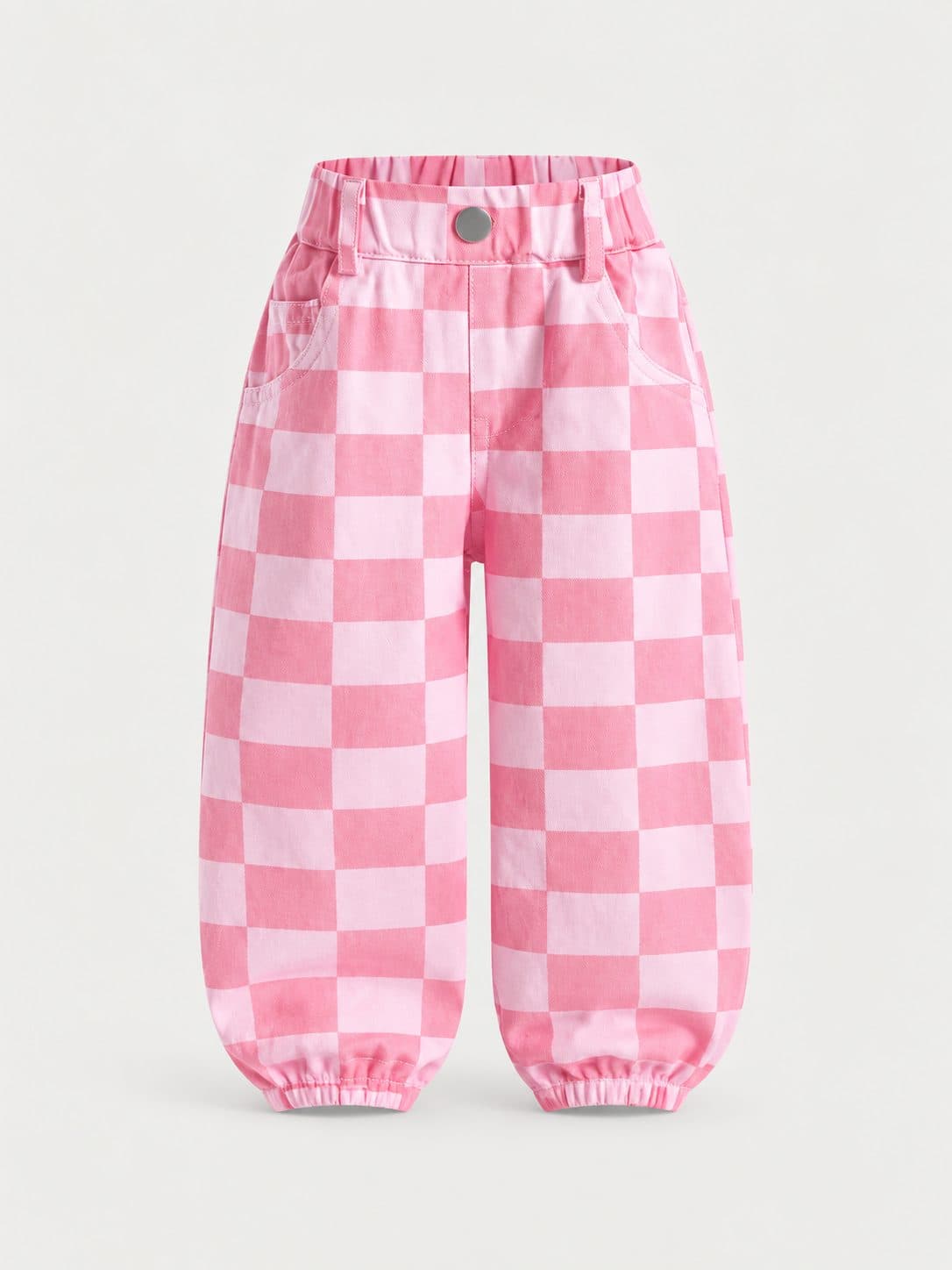 PANTALÓN JOGGER ROSADO A CUADROS — pantalón para niña