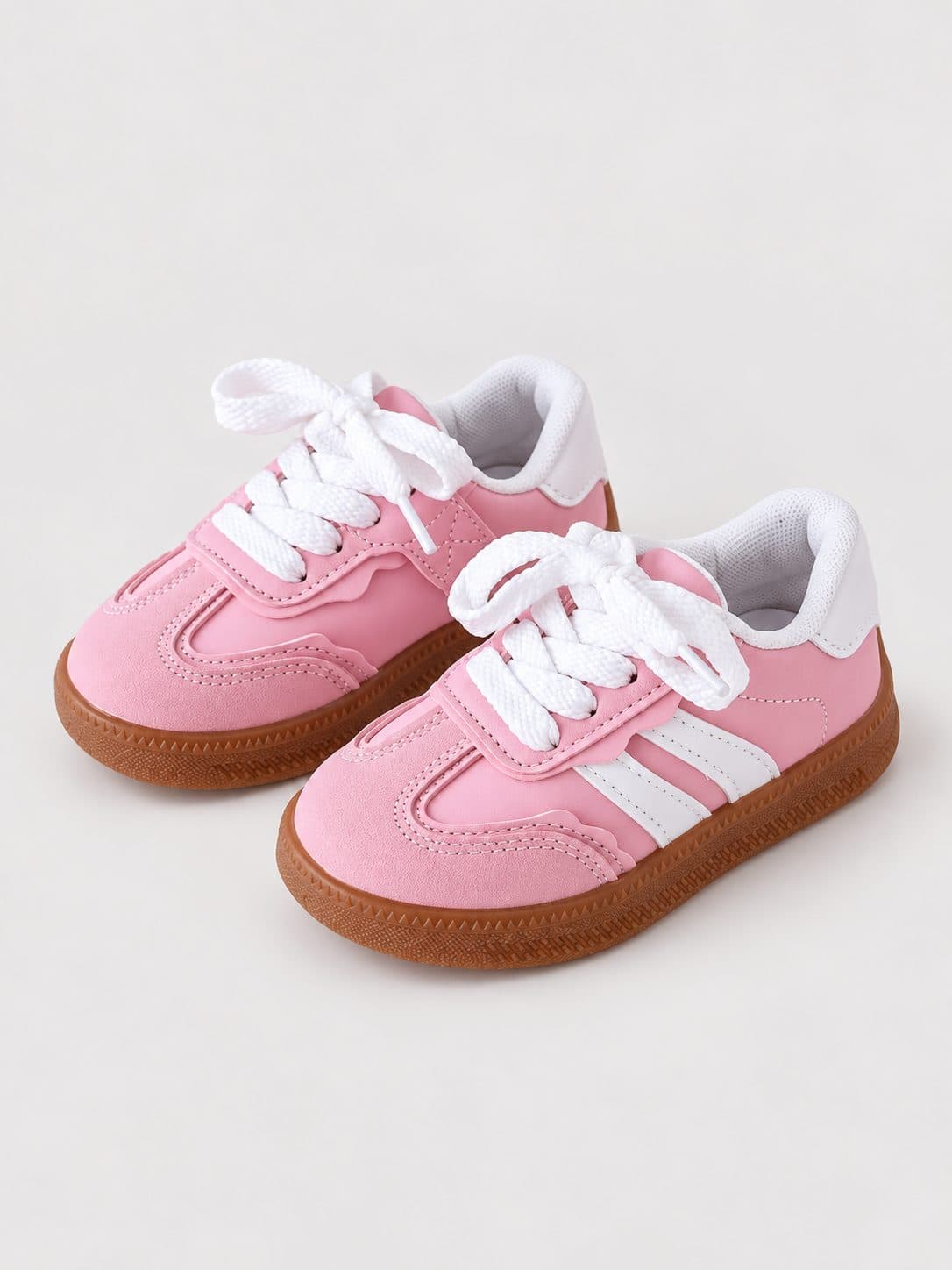 ZAPATILLAS ROSADAS CON FRANJAS BLANCAS — zapatos para niña