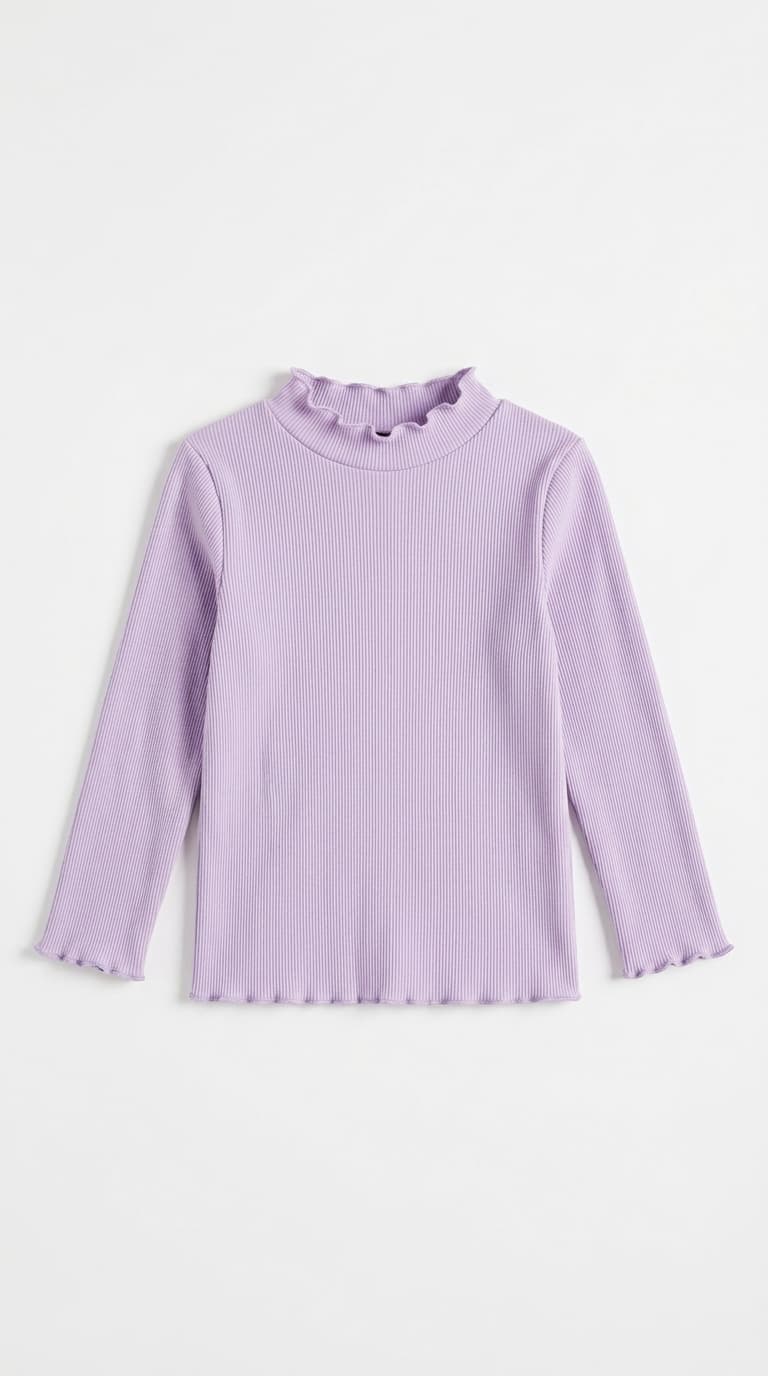 POLERA LILA PARA NIÑA CUELLO ALTO — polo para niña