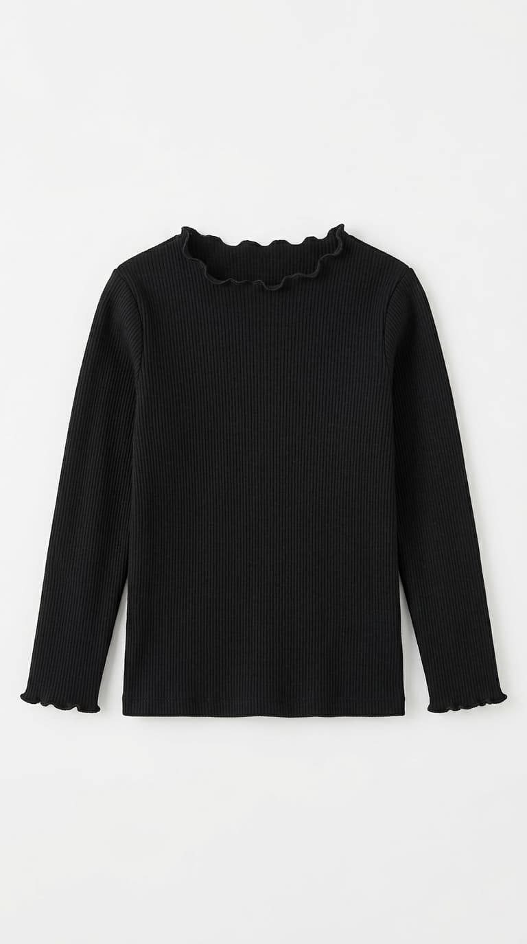 POLERA NEGRA PARA NIÑA CUELLO ALTO — polo para niña