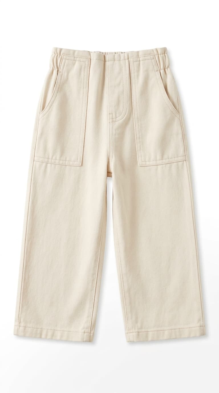 PANTALÓN BEIGE PARA NIÑA CON BOLSILLOS GRANDES — pantalón para niña
