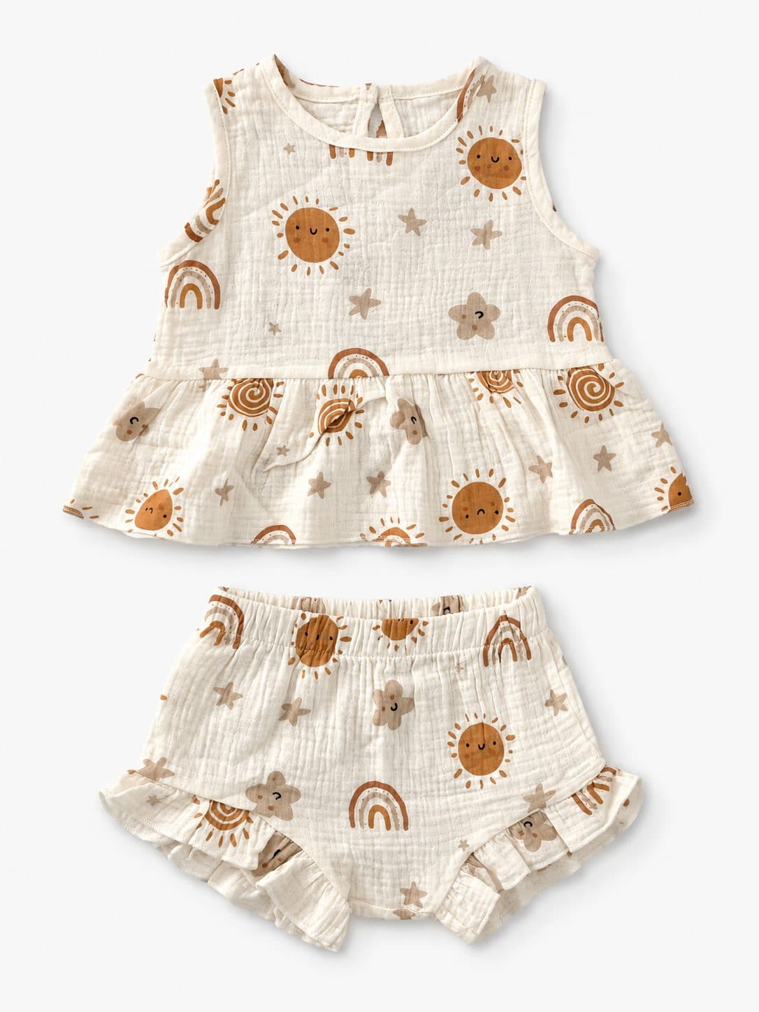 CONJUNTO MUSELINA SOL Y ARCOÍRIS — conjunto para niña