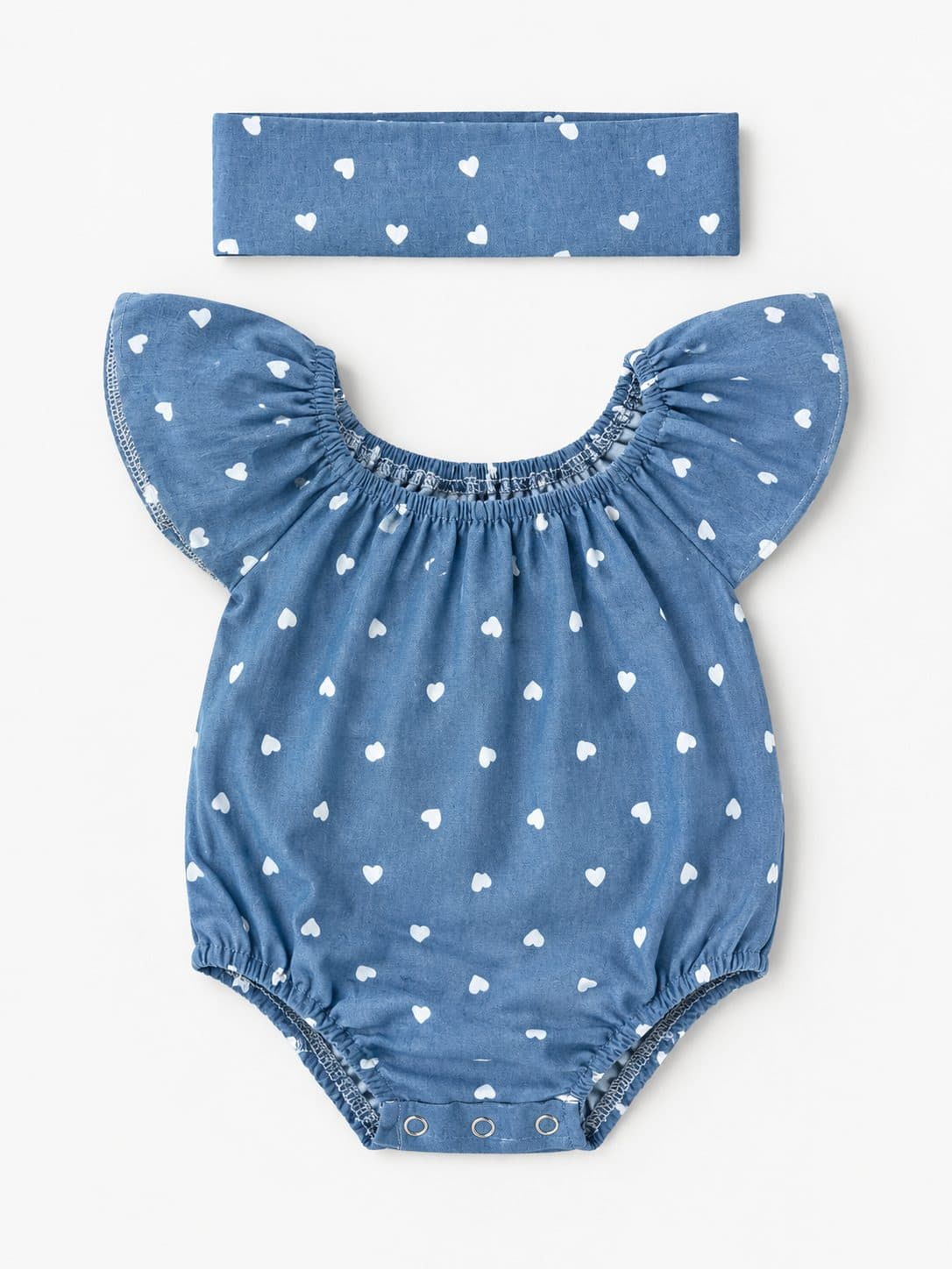 BODY DENIM CORAZONES CON VINCHA — enterizo para niña