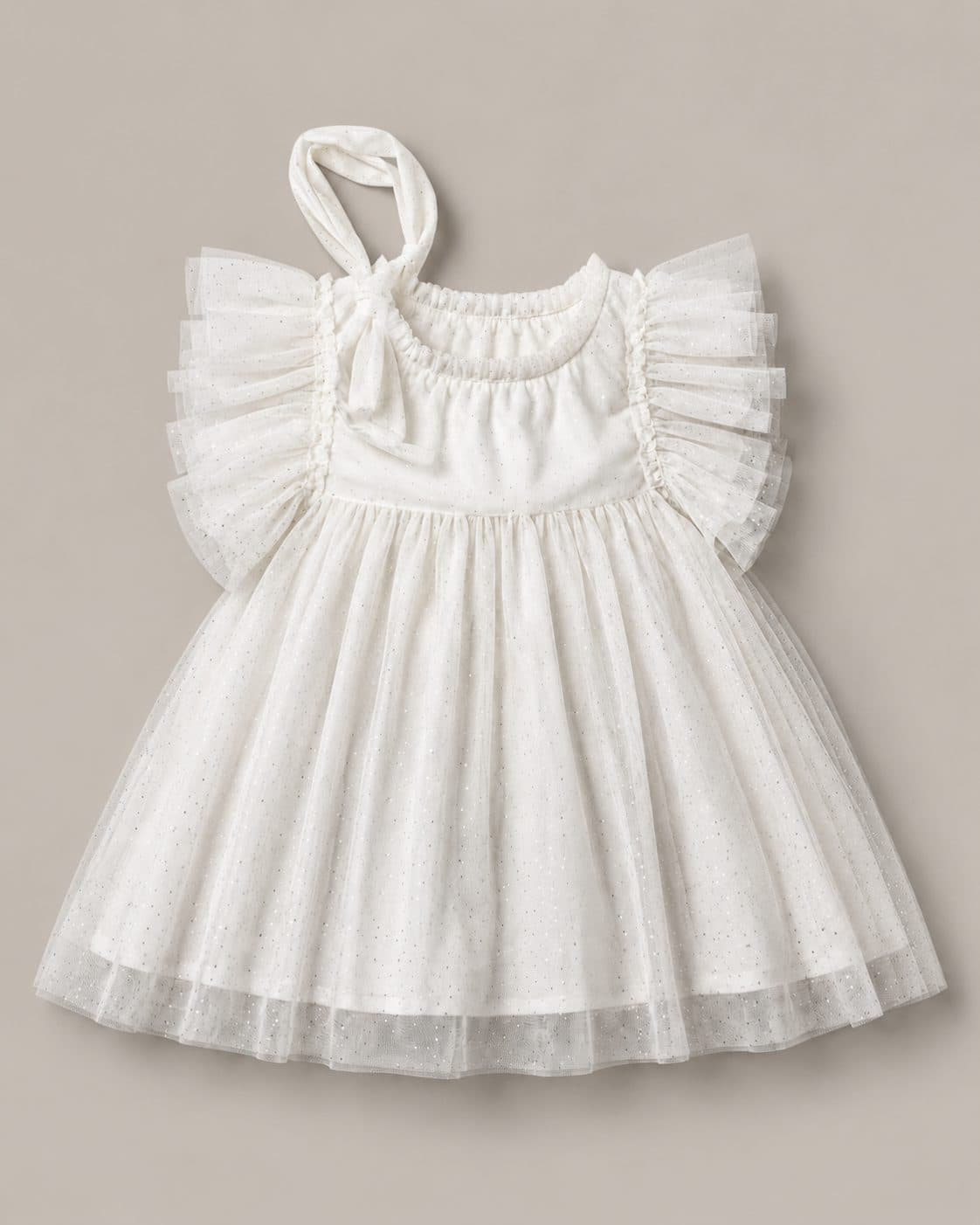 VESTIDO TUL BLANCO CON VINCHA — vestido para niña