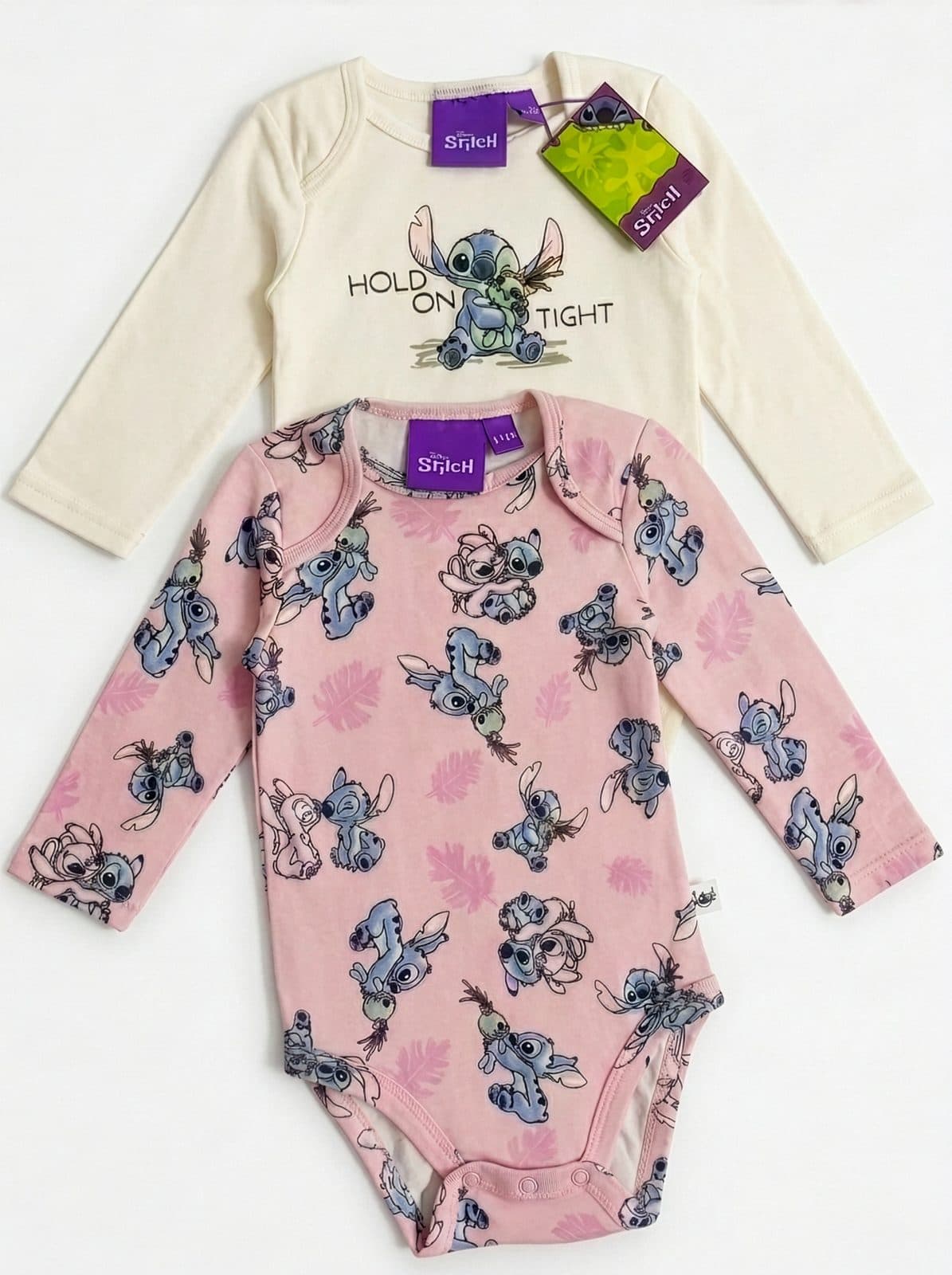 PACK DE BODIES STITCH MANGA LARGA — enterizo para niña