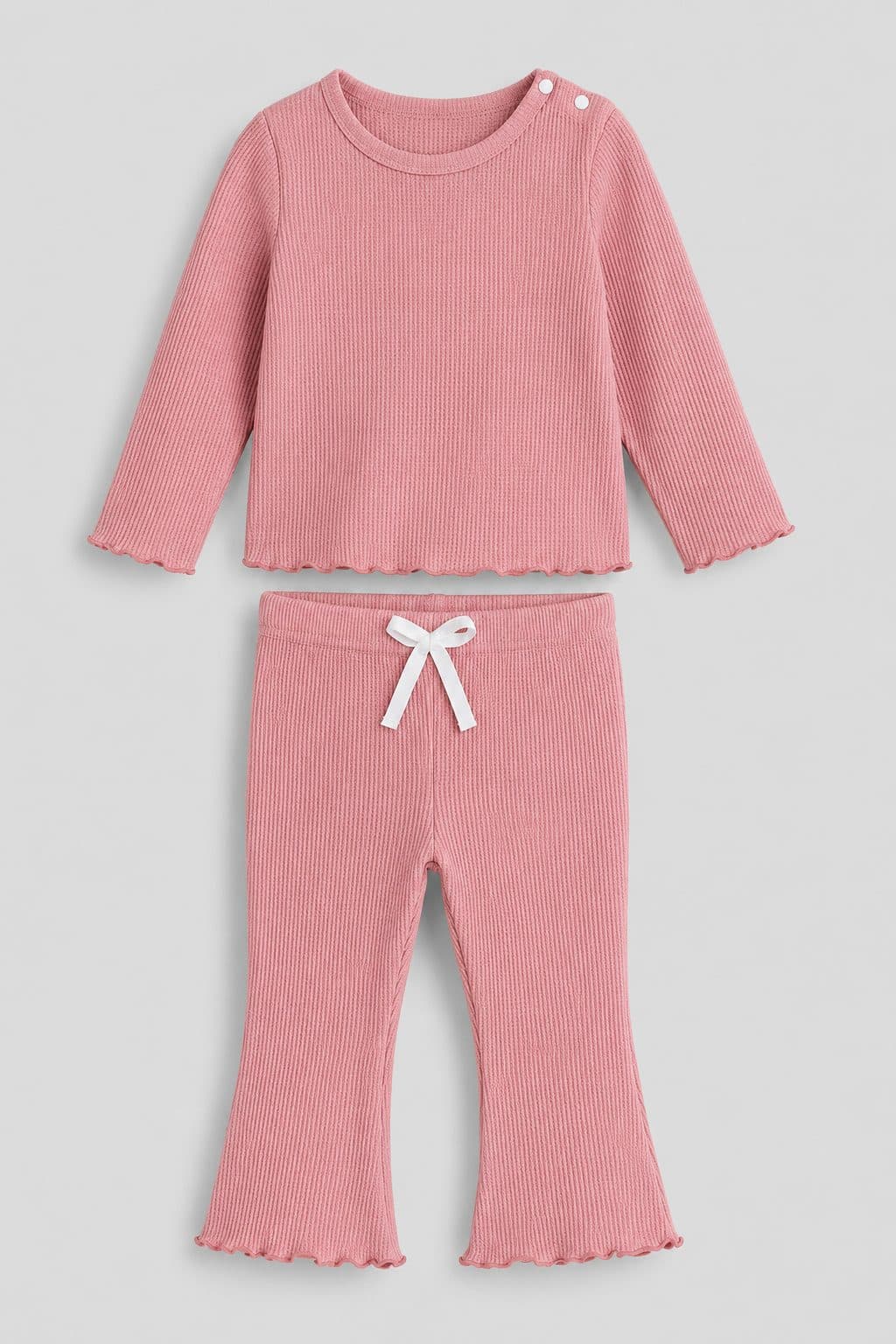 CONJUNTO ROSADO ACANALADO — conjunto para niña