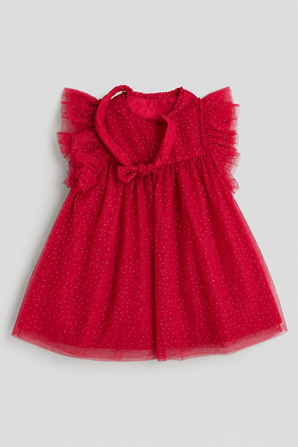 VESTIDO ROJO DE TUL CON VINCHA — vestido para niña