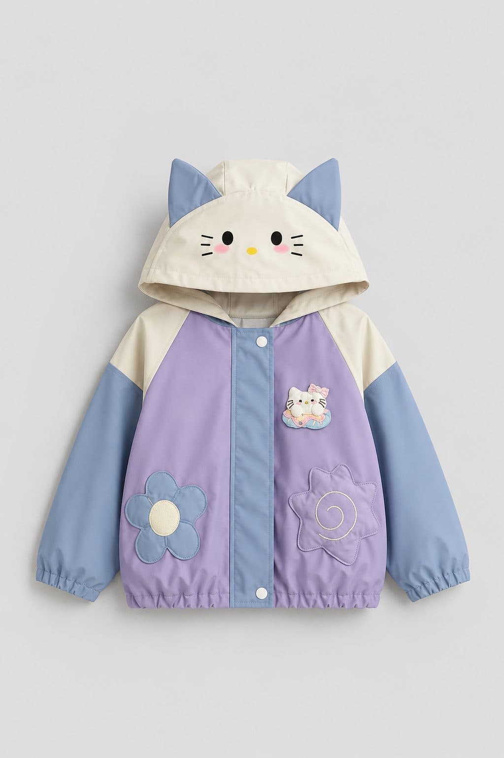 CASACA GATITA LILA CON CAPUCHA — casaca para niña