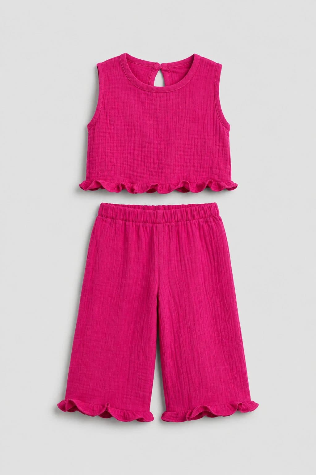 CONJUNTO FUCSIA CON VOLANTES — conjunto para niña
