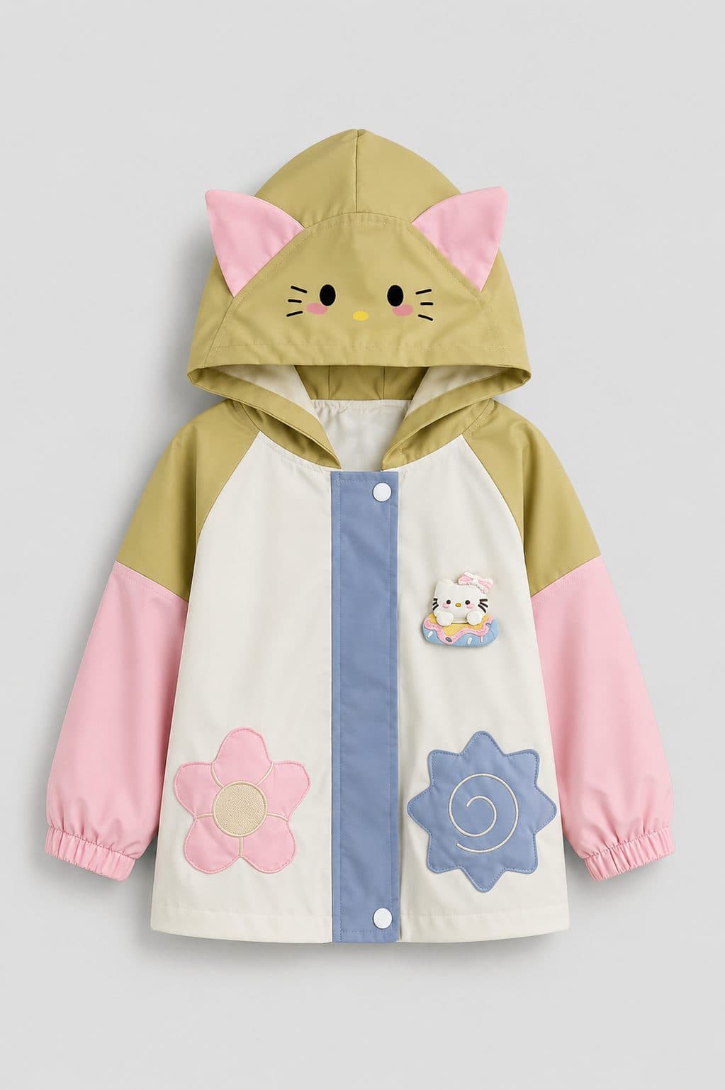 CASACA GATITA MULTICOLOR CON CAPUCHA — casaca para niña