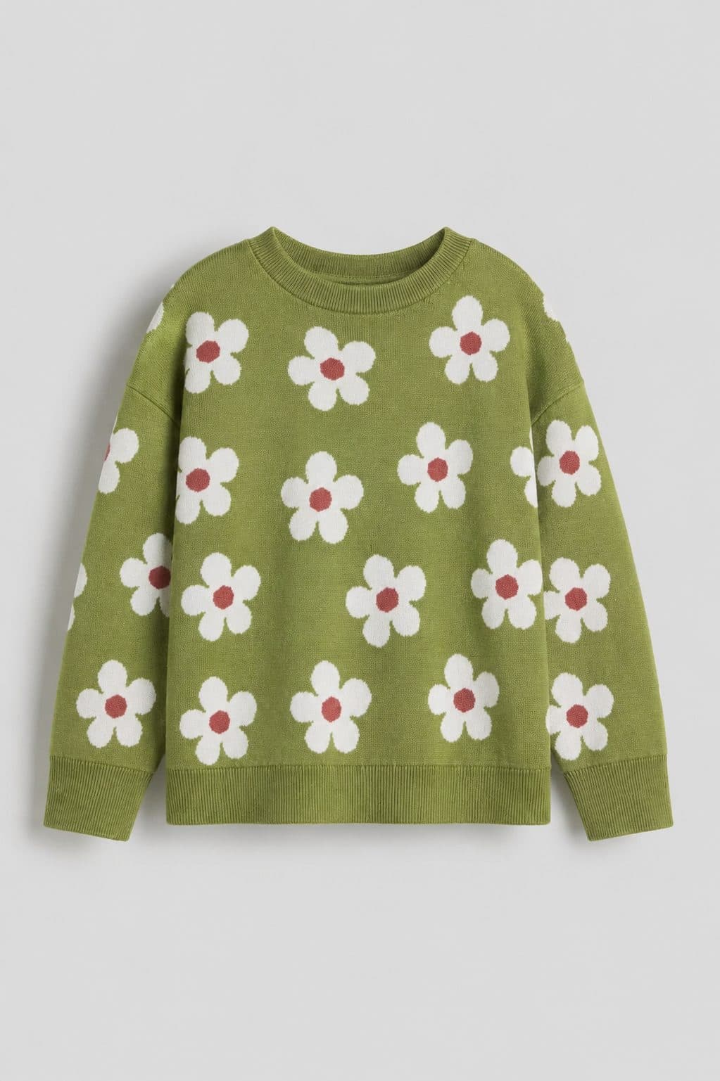 CHOMPA VERDE CON FLORES — casaca para niña