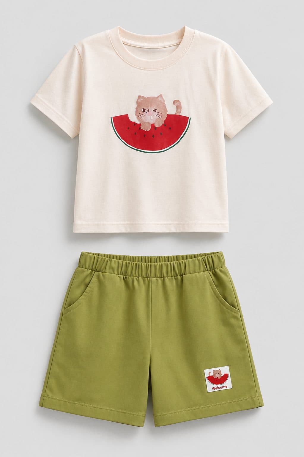 CONJUNTO GATITO Y SANDÍA — conjunto para niña
