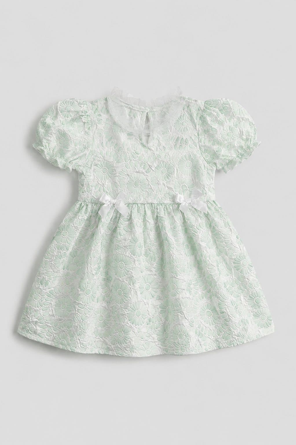 VESTIDO VERDE MENTA CON ENCAJE — vestido para niña