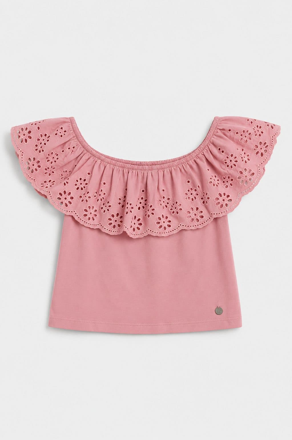 BLUSA ROSADA CON CUELLO BORDADO — conjunto para niña