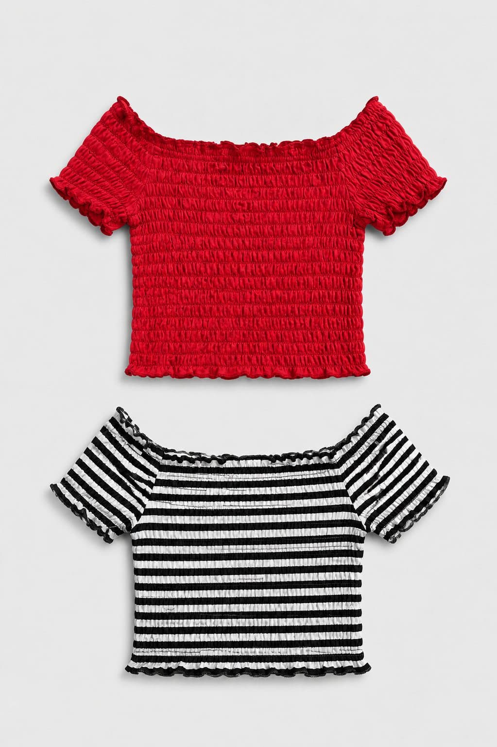 POLOS FRUNCIDOS ROJO Y RAYAS — conjunto para niña