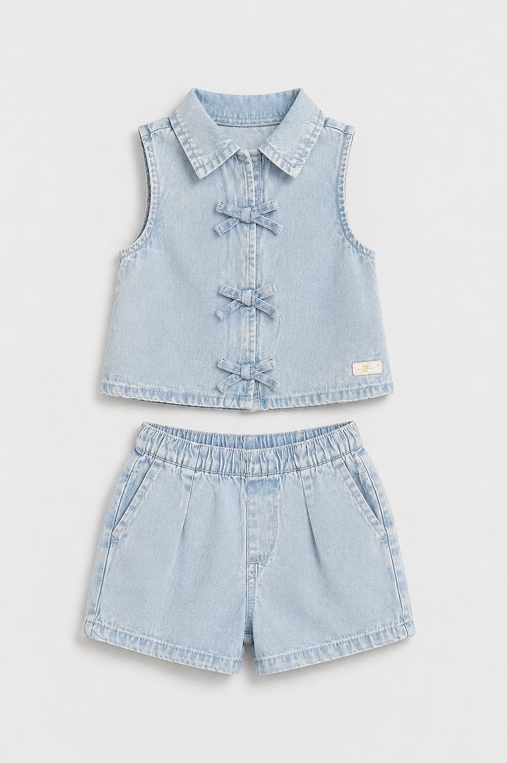 CONJUNTO BLUSA Y SHORT DENIM — ropa importada para niña