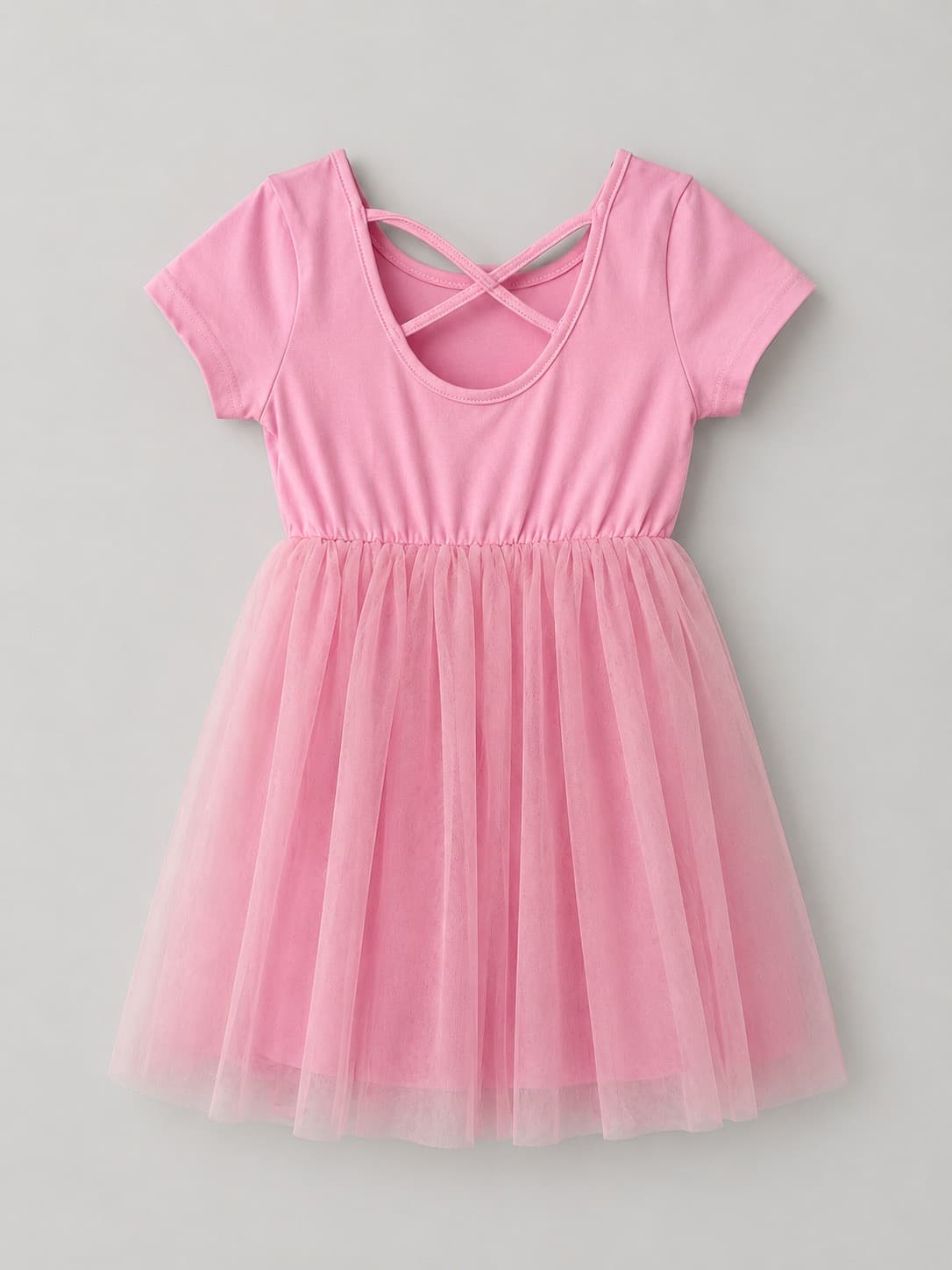 VESTIDO POLO ROSADO CON FALDA DE TUL — vestido para niña