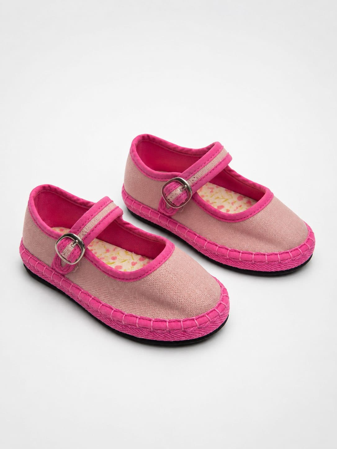 BALERINAS TIPO MARY JANE ROSA CON RIBETE FUCSIA — zapatos para niña
