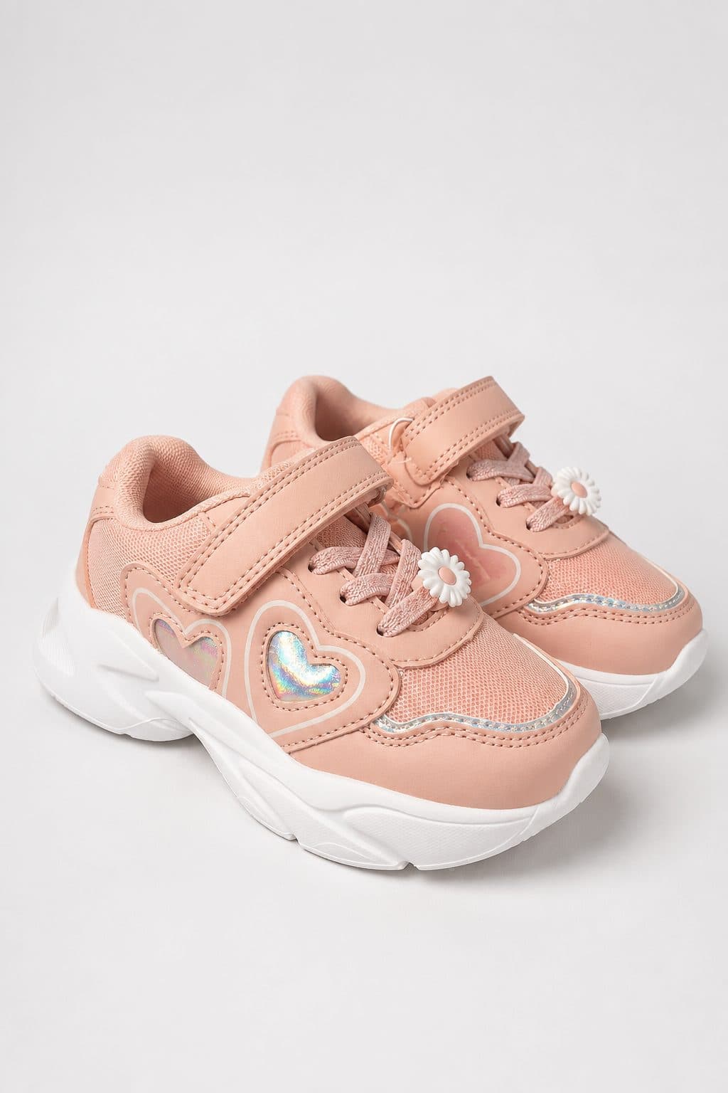 ZAPATILLAS ROSADAS CON CORAZONES HOLOGRÁFICOS — zapatos para niña