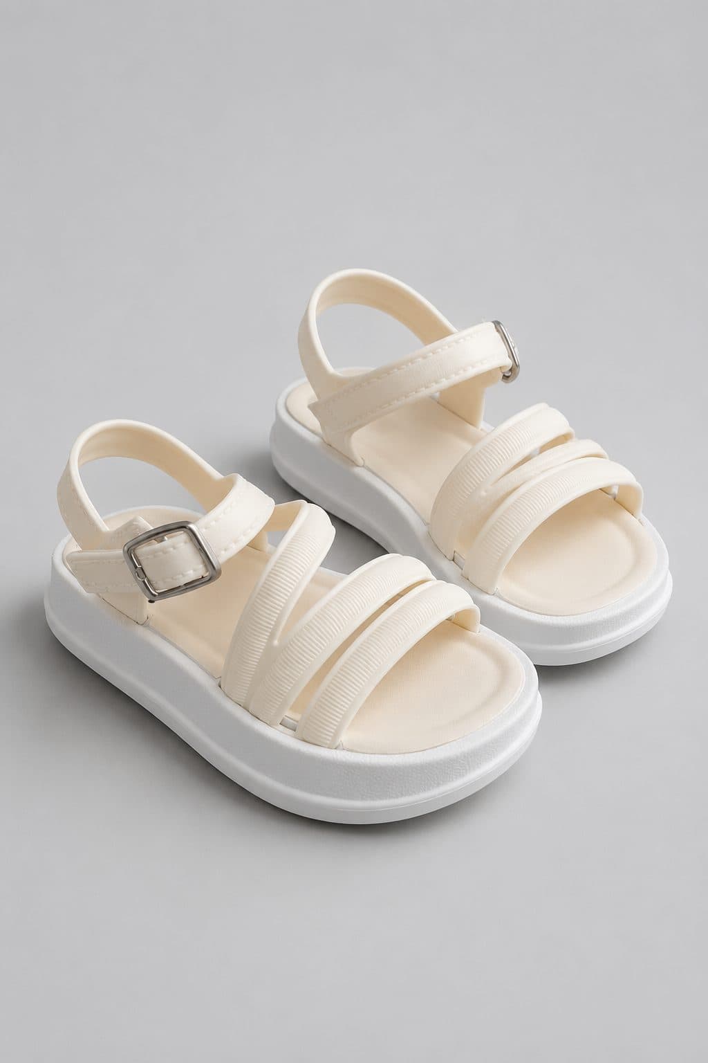 SANDALIAS CREMA DE TIRAS CON PLATAFORMA — zapatos para niña