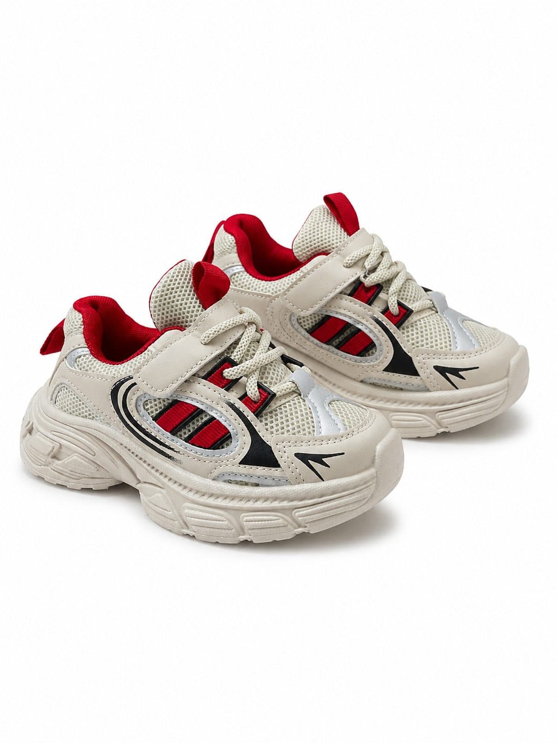 ZAPATILLAS CREMA CON ROJO Y NEGRO — zapatos para niña