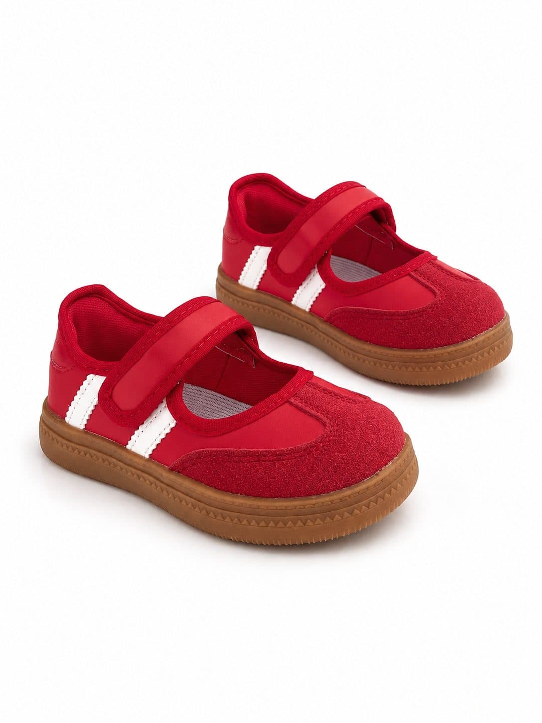 ZAPATOS ROJO CON FRANJA BLANCA — zapatos para niña