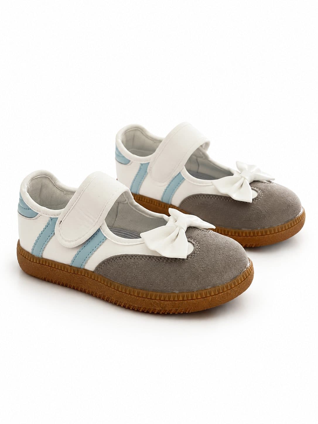 ZAPATOS BLANCO CON CELESTE Y MOÑO — zapatos para niña