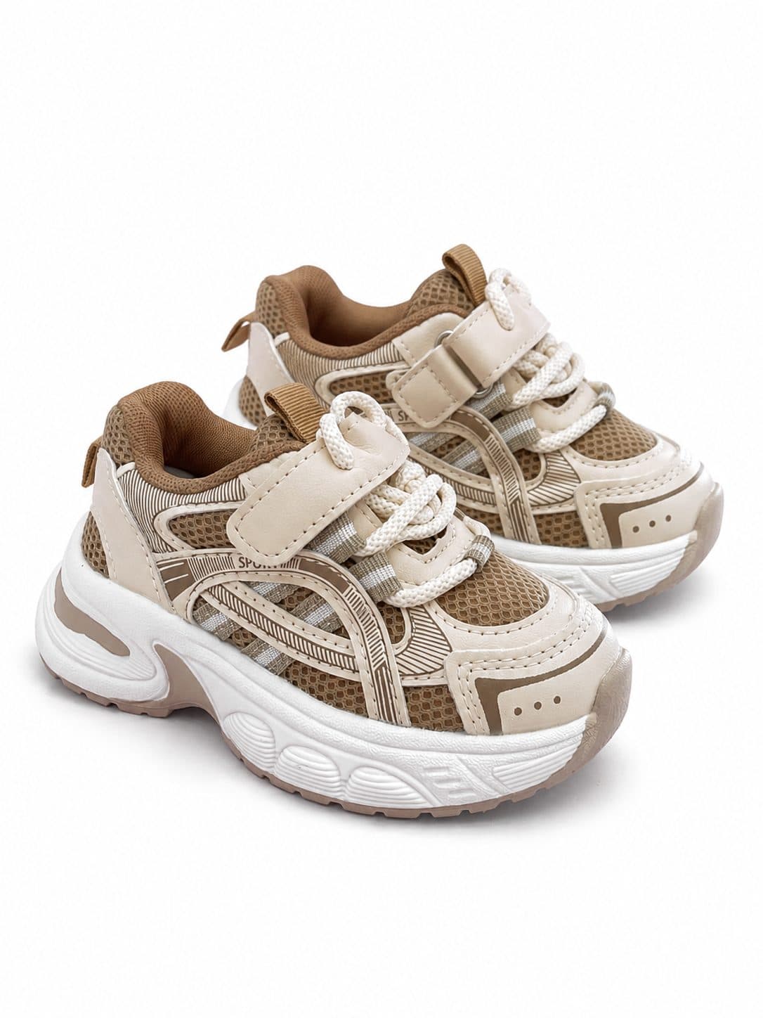 ZAPATILLAS BEIGE CON CAFÉ — zapatos para niña