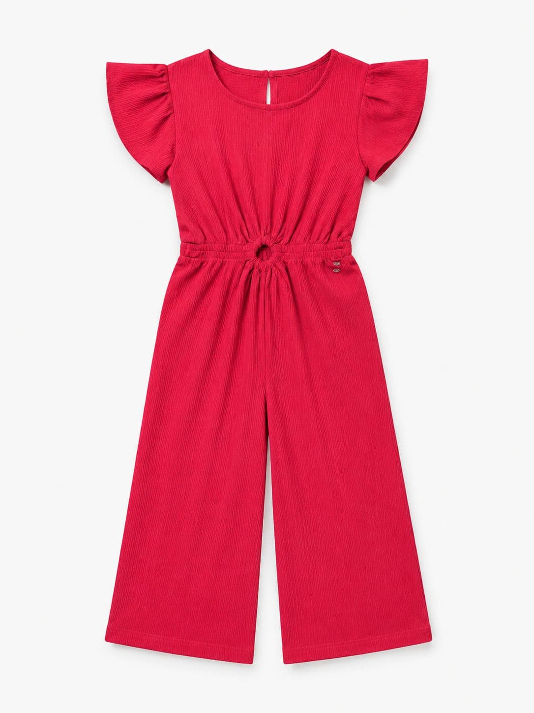 JUMPSUIT ROJO CON MANGAS VOLANTES — enterizo para niña