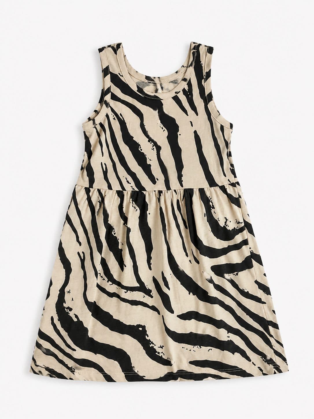 VESTIDO ANIMAL PRINT CEBRA BEIGE — vestido para niña