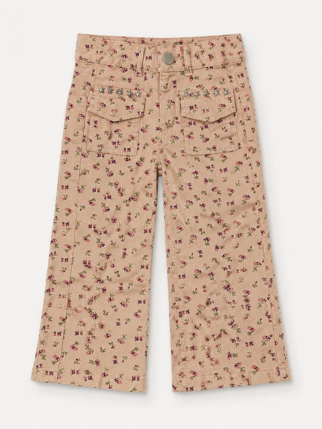 PANTALÓN FLORAL BEIGE CON TACHAS — pantalón para niña