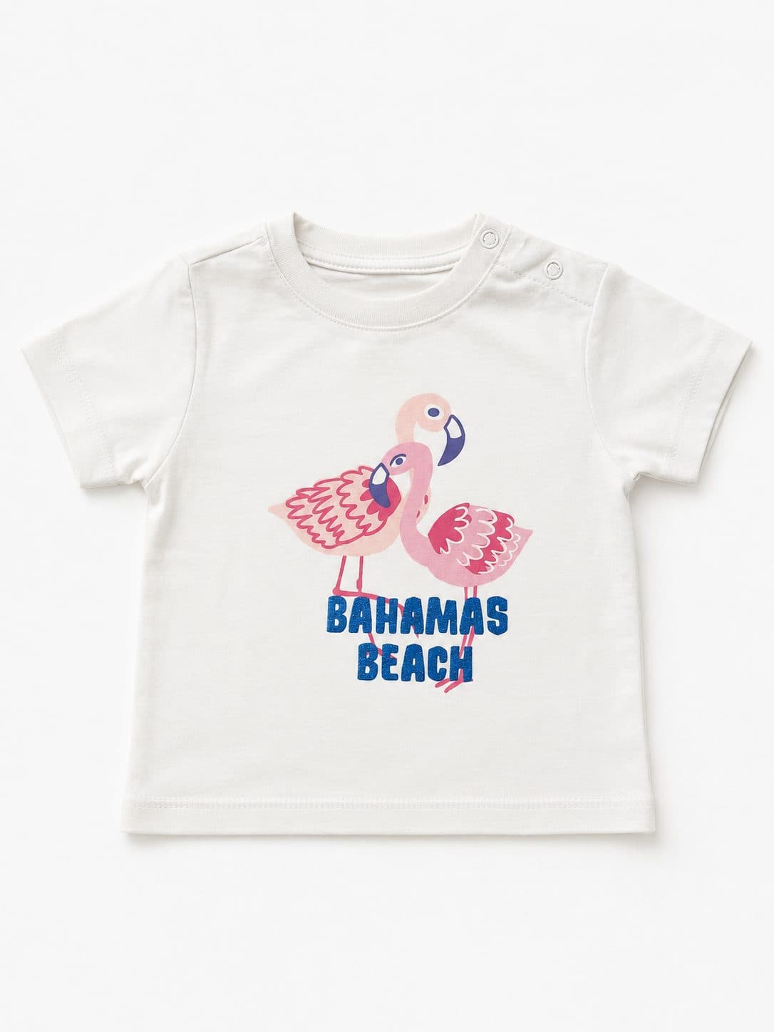 POLO BLANCO "BAHAMAS BEACH" FLAMENCOS — polo para niña