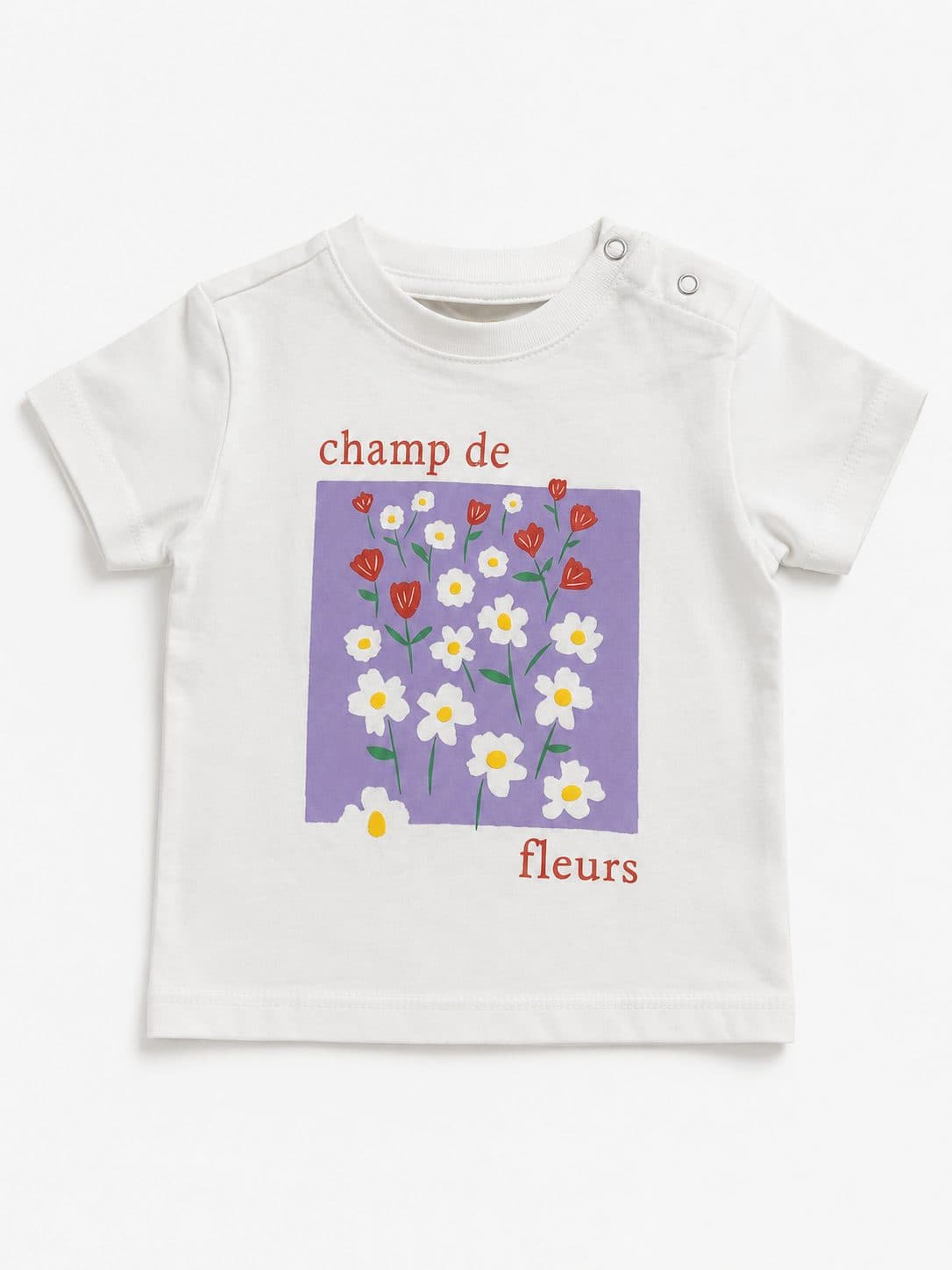POLO BLANCO "CHAMP DE FLEURS" FLORAL — polo para niña