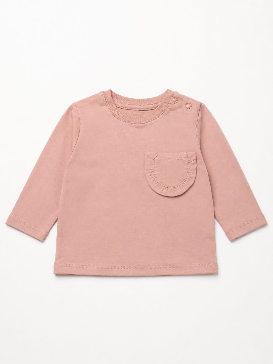 POLO ROSADO MANGA LARGA CON BOLSILLO — polo para niña