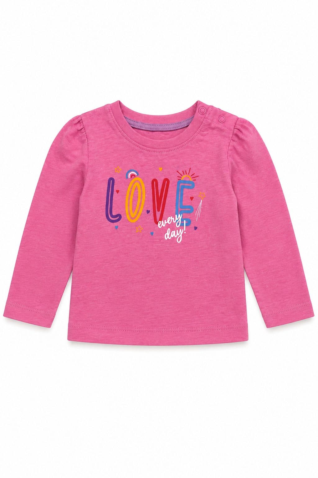 POLERA ROSADA CON ESTAMPADO "LOVE EVERY DAY" — casaca para niña