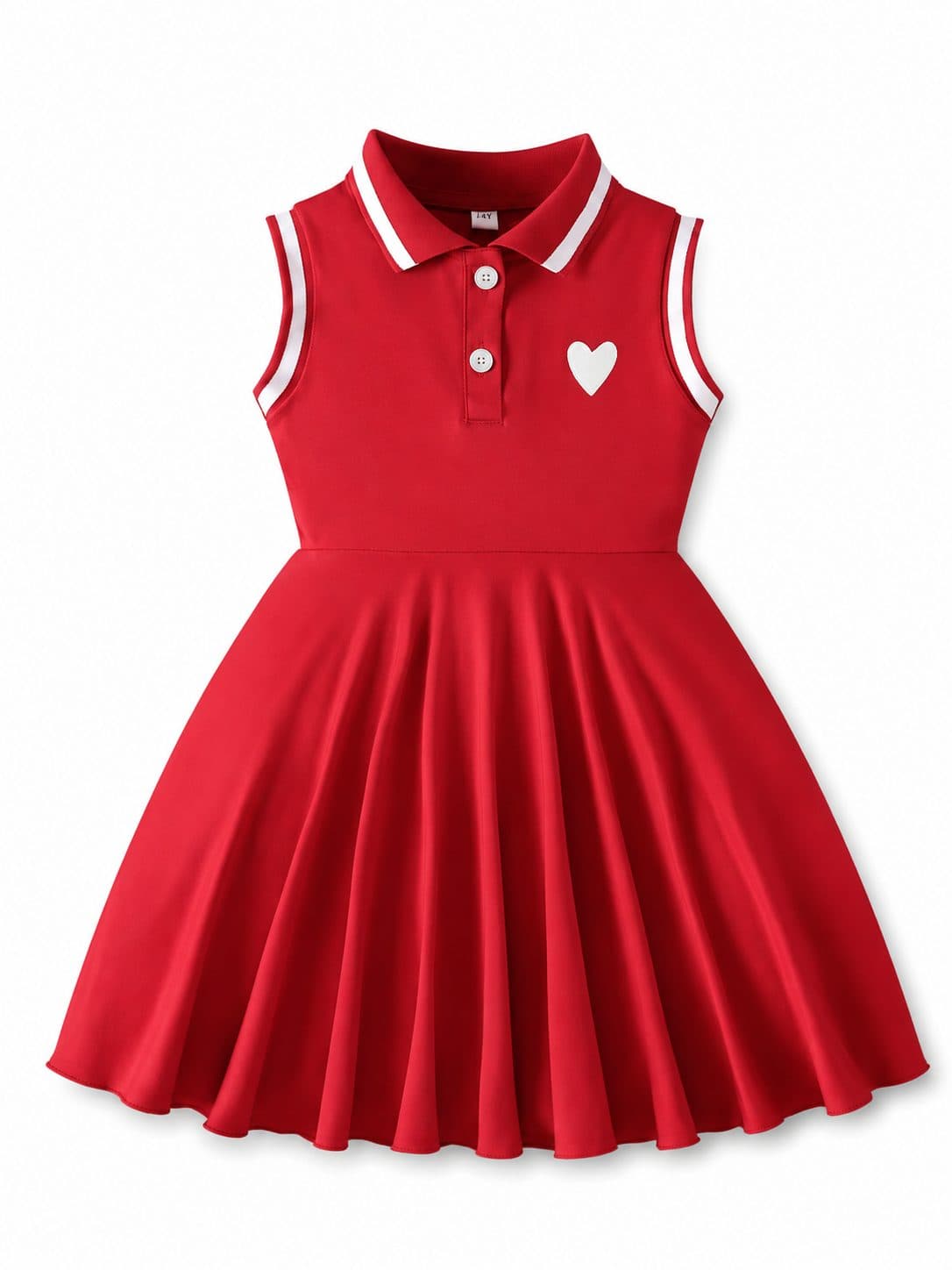 VESTIDO NIÑA POLO ROJO CON CORAZÓN — vestido para niña