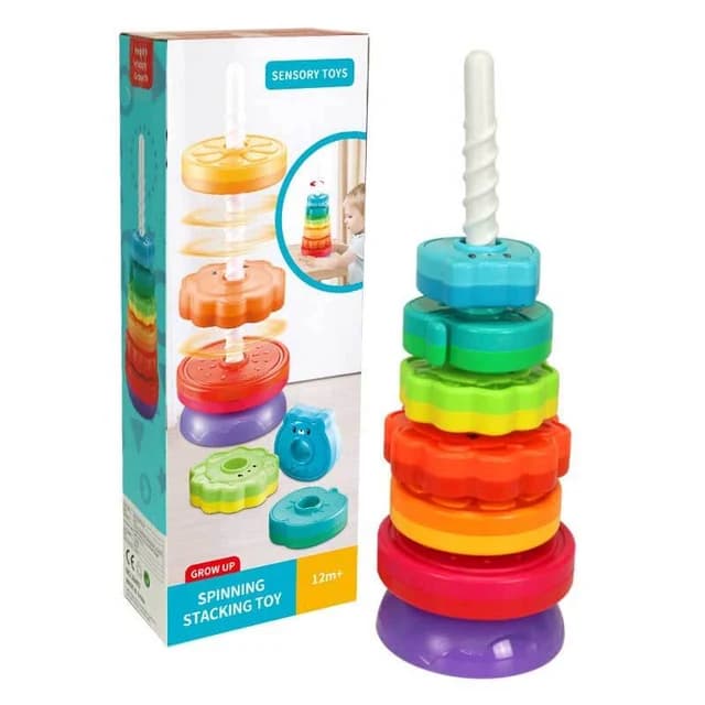 TORRE APILABLE GIRATORIA DE ANILLOS — juguete para niña